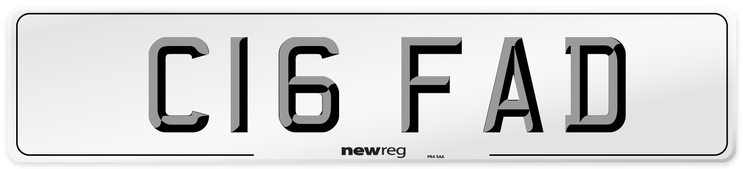 C16 FAD Number Plate from New Reg